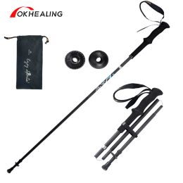 Sticks 190g Super Light Trekking Poles Full Carbon Fibre Hiking Sticks Foldable 4Section Ultralight Portable Travel Climing Sticks