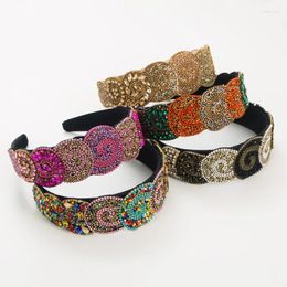 Hair Clips European And American Fashion Trends Colorful Rhinestones Iuxurious Wide Brimmed Heavy Industry Party Headbands