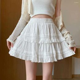 Skirts Cute Ballet Cake Skirt With Lining Elastic Slim Fit Ruffle Dress High-waist A-Line Tiered Fashion Versatile