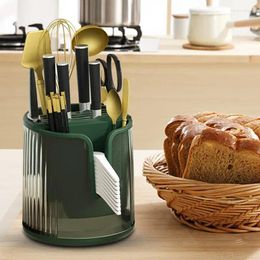 Kitchen Storage Rotating Knife Rack Cutlery Organiser Tool Portable Container Kitchenware Utensils Shelves