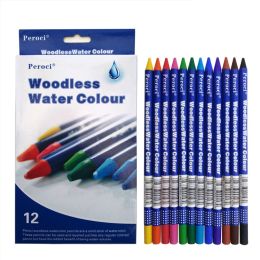 Pencils 12 Color Woodless Watersoluble Lead Dry and Wet Dualpurpose Art Student Dedicated Painting Graffiti Brush Watercolor Pencil