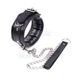 Products BDSM Leather Dog Collar Slave Bondage Belt With Chains Can Lockable, Fetish Erotic Sex Products Adult Toys For Woman Men Couples
