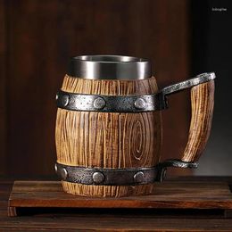 Mugs Barrel Beer Mug Double Layer Cocktail 600ml Stainless Steel Drinkware Mediaeval Drinking Cup Home Gadgets