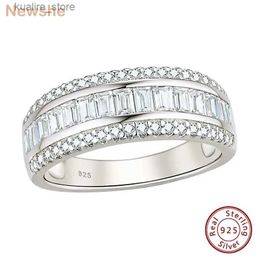 Cluster Rings Newshe Pure 925 Sterling Silver Luxury Engagement Wedding Eternity Rings for Women Princess AAAAA Cubic Zirconia Jewellery L240402