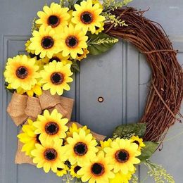 Decorative Flowers 20pcs 5cm Mini Artificial Flower Silk Sunflower Head DIY Wreath Scrapbooking Gift Box Yellow Daisy Home Decor