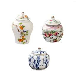 Vases Porcelain Temple Jar Delicate Traditional Ceramic Ginger With Lid Decorative Vase For Desktop Living Room Home Decor