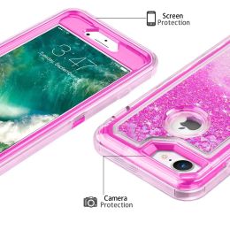 GLITTER 3D BLING Sparkle Flowing Quanttersa e Líquido Transparente Case à prova de choque para iPhone 14 13 Pro 12 mini 11 15 Pro Max XR