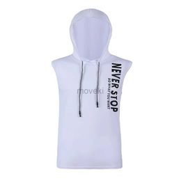 Men's T-Shirts Summer Fitness Hooded Vest Outer Sleeveless Top Personalised Trendy Fashion Mens Sports T-shirt Breathable Running Casual Tops 2443