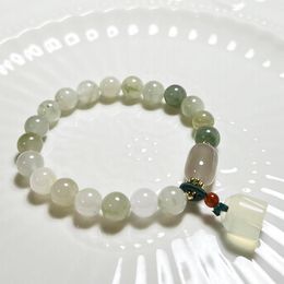 Gradual change Tianshan jade bracelet female lotus seed simple hand string national style jade hand decoration