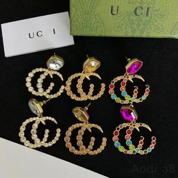 Popular designer hoop earrings Retro brass Golden Circle Earrings GGities Earring letter pendants diamond earrings for charm women Ear studs set Luxury