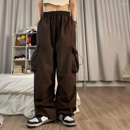 Women's Pants Women Wide-leg Stylish High Waist Cargo With Multiple Pockets Drawstring Closure Trendy Streetwear For Hip