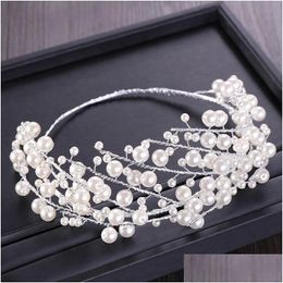 Headbands 2021 New High End Handmade Wedding Hair Accessories Crystals Bridal Gold Leafs Pearls Hairpiece Gift Drop Delivery Jewelry Dhh1K