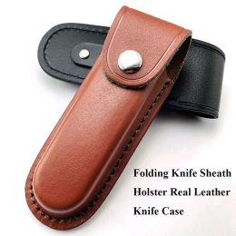 High Quality Brown Flashlight Case Camp Outdoor Carry Belt Loop Case Knife Sheath Holster Leather Sheath Holder Fold Knife Tool