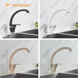 Senlesen Kitchen Sink Faucet Brass 4 Colors Single Handle Hot Cold Water Mixer Tap Sprayer Nozzle Mounted Para Kitchen Faucets
