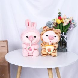 Kawaii Bubble Tea Pig Plush Toy Stuffed Animal Bunny Frog Unicorn Tiger Pillow Cup Milk Tea Boba Plushie Doll Birthday Gifts