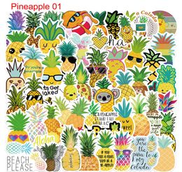 Pack of 50Pcs Whole Cute Pineapple Stickers Graffiti Sticker For Luggage Skateboard Notebook Helmet Water Bottle Car decals Ki8721871
