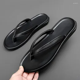 Slippers Flats Flip Flop Gene Leather Men Summer Top Brand Fashion Man Designer Beach Flip-flops Light Comfortable