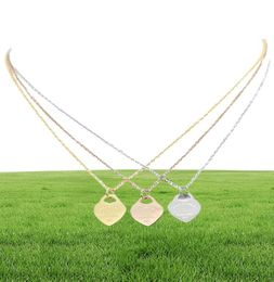 Jewerly Stainless Steel 18K Gold Plated Necklace Short Chain Silver Heart Necklace Pendant Locket Necklaces Chains For Women Coupl6857496