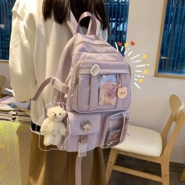 New Backpacks Candy Color Sweet Cute School Bags Large Capacity Multi-pockets Water Proof Students College Korean Style