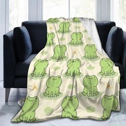 Blankets Frog Animal Flannel Throw Blanket Sofa Couch Bed Camping For Girls Boys Green Soft Cosy Warm Gifts Lovers Adults