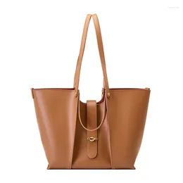 Evening Bags Fashion Women Genuine Leather Shoulder Top Handle Ladies High Quality Handbag Large Capacity Retro 2pcas Set Tote Bag 2024