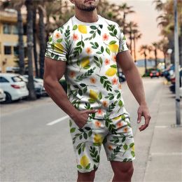 New Hawaii Men T-shirt Sets Coconut Tree 3D Print Tracksuit T Shirts Shorts 2 Pieces Streetwear Kids Oversized Suits Sportswear