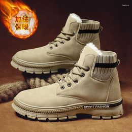 Boots Winter Style Cotton Nice Mid-top Trend Warmth Men's Retro Casual Tooling Thick-soled Men