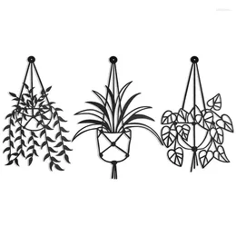 Vases 3Pcs Metal Vase Flowers Sign Wall Arts Decor Minimalism Flower In Hanging Iron Decoration Elegant Plant Potted