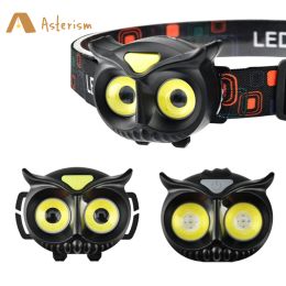 Owl Cob Headlamp Type-c Rechargeable Headlight Portable Rotating Hunting Lights Usb Magnet Led Head Flashlight Fishing Head Lamp