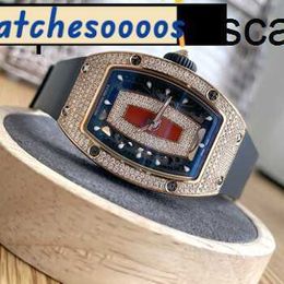 Watch Mechanical Automatic Movement Ceramic Dial Waterproof Swiss movement Top Quality Red Lip Sky Star Womens RM0701 18K Rose Gold Original Diamo