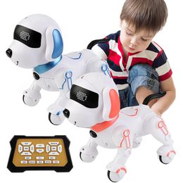 Programmable Electronic Dog Toy Voice Command Funny Stunt Music Song Robot 8m Remote Control 37v 500mAh for Boys Girls 240321