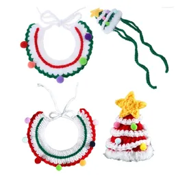 Dog Apparel 587C Knitted Cat Christmas Bib Dress Up Costume Festival Decor Pet Holiday Party Hat