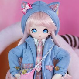 Dream Fairy 14 Doll Kawaii 16 Inch Ball Jointed Full Set Student Uniform BJD MSD DIY Toy Gift for Girls 240403