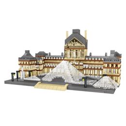 Lezi 8040 World Architecture Mini Building Blocks Paris Louvre Museum 3D Model DIY Diamond Bricks Toy for Children Gifts