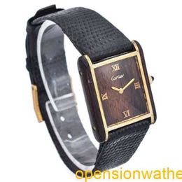 Tank de Carters watches Vintage Carters Tank Rio Wood Gold Plated Men's Hand Wind Watch FN0FE9