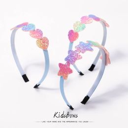 1Pcs/Set Rainbow Glitter Heart Hairband Kids Shiny Star Headband Party Gradient Hoop For Girls Headwear Hair Sequins Accessories