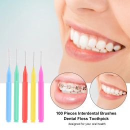 100 Pieces Interdental Brushes Dental Floss Toothpick Orthodontic Braces Brush Tooth Cleaning Tool Oral Care