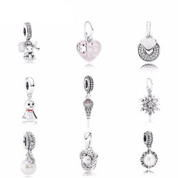 charms NEW 925 Sterling silver pearl Pendant Pink heartshaped Charm Bear bead collocation Bracelet DIY bracelet Factory wholesale