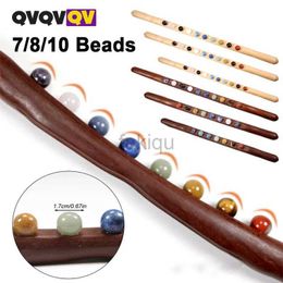 Massage Stones Rocks Guasha Massage Stick 10 Jade Stone Beads Back Neck Meridian Dredging Body Scraping Wooden Massage Tool Gua Sha Therapy 240403