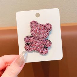 Sparkly Rhinestone Bear Hair Pin Cute Children Hair Barrettes Do Not Hurt Hair Baby Back Head Hair Pins Grips Hair Clips