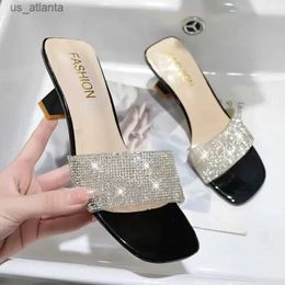 Dress Shoes New bright diamond sandals open toe high heels womens slippers H240403