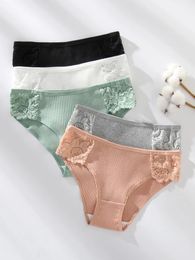 Women's Panties 5 Pcs/lot Cotton For Women Cute Bow-knot Lace Sexy Lingerie Briefs Underwear Pantys Mujer Bragas