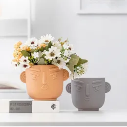 Vases 2024 INS Vase Decor Nordic Home Face Shape Ceramics Flower Decoration Modern Room For