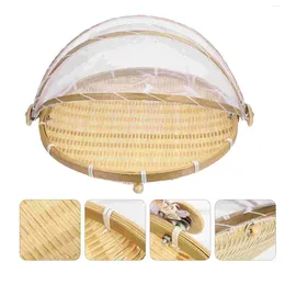 Dinnerware Sets 1pc Handmade Storage Basket Dustproof Bamboo Woven Container