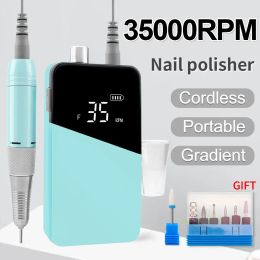 Kits 35000rpm Portable Electric Battery Nail Drill Hine Bit Set for Pro Manicure Pedicure Kit Electric Nail File Drilling Polisher