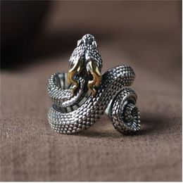 Vintage Men's Snake Ring Adjustable Opening Metal Animal Ring Hip Hop Rock Men Anillos Vintage Jewellery Gift AB79