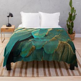 Blankets Feather Glitter Teal And Gold Throw Blanket Sofa Quilt With Tassels