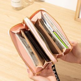 Laser Lady Purses PU Leather Double Zipper Women Coin Wallets Large Capacity ID Cards Holder Patchwork Long Clutch Money Bags