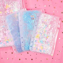 Kawaii Glitter Sequins Notebook Inner Pocket A5 A6 Binder Loose Leaf Zipper Bag Cute Journal Planner Inner Storage Pouch
