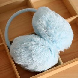 Soft Warm Solid Color Plush Knit Earmuff For Outdoor Winter Knitted Ear Warmer Accessory Gift Girl Fur Headband Behind Knitting